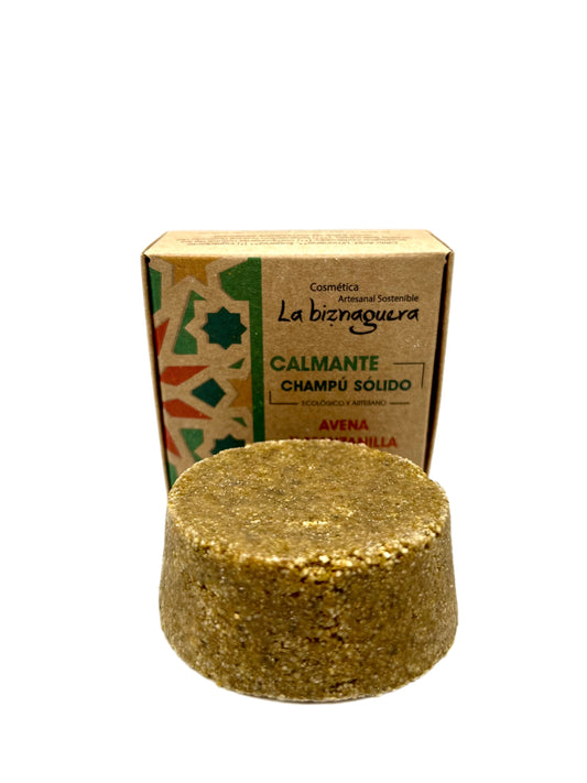 champú sólido para cuero cabelludo sensible de avena y manzanilla