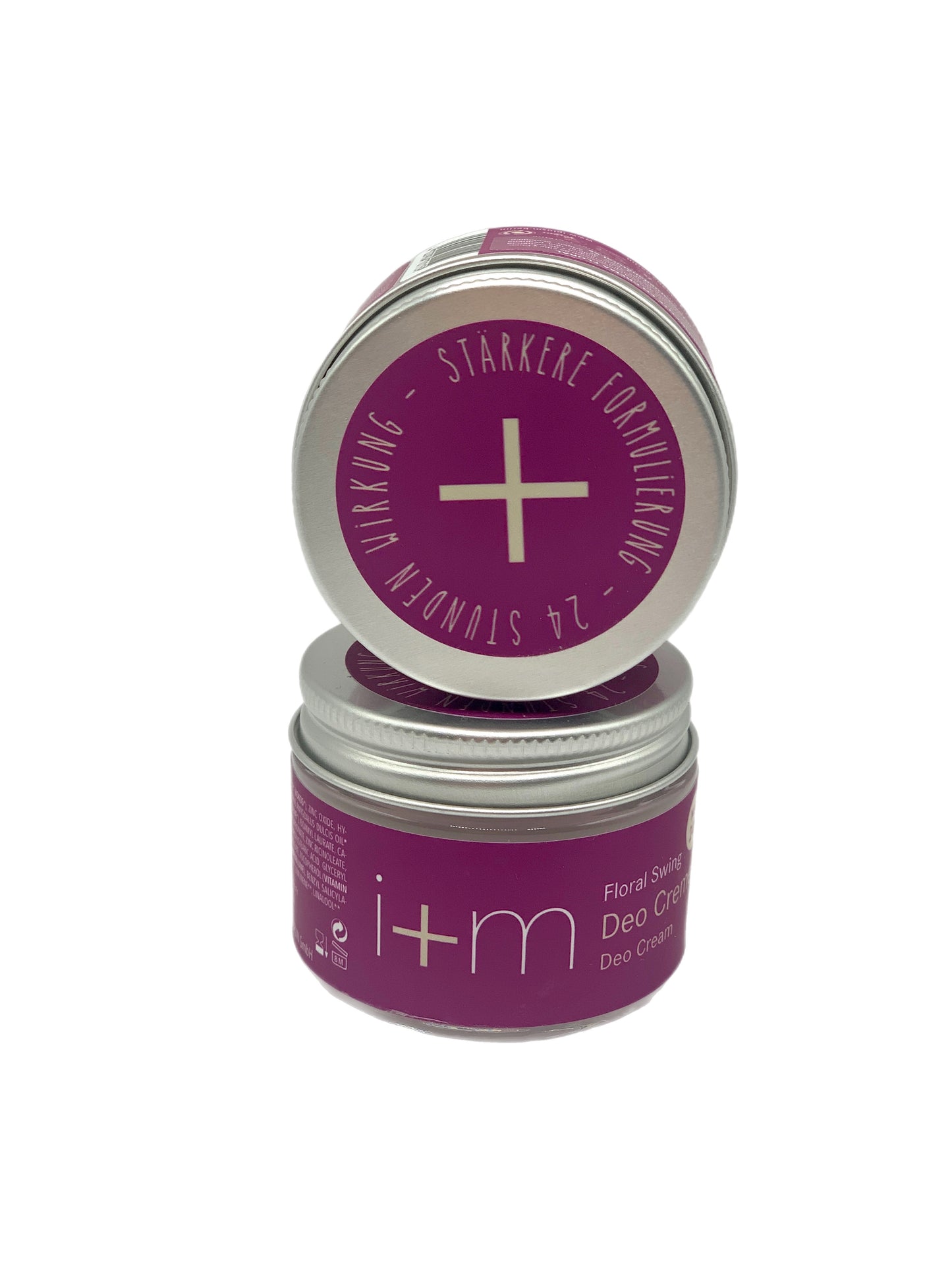 Crema desodorante Floral, en frasco de cristal reutilizable, eficaz con una composición de aceite de coco, bicarbonato de sodio y zinc. Sin sales de aluminio