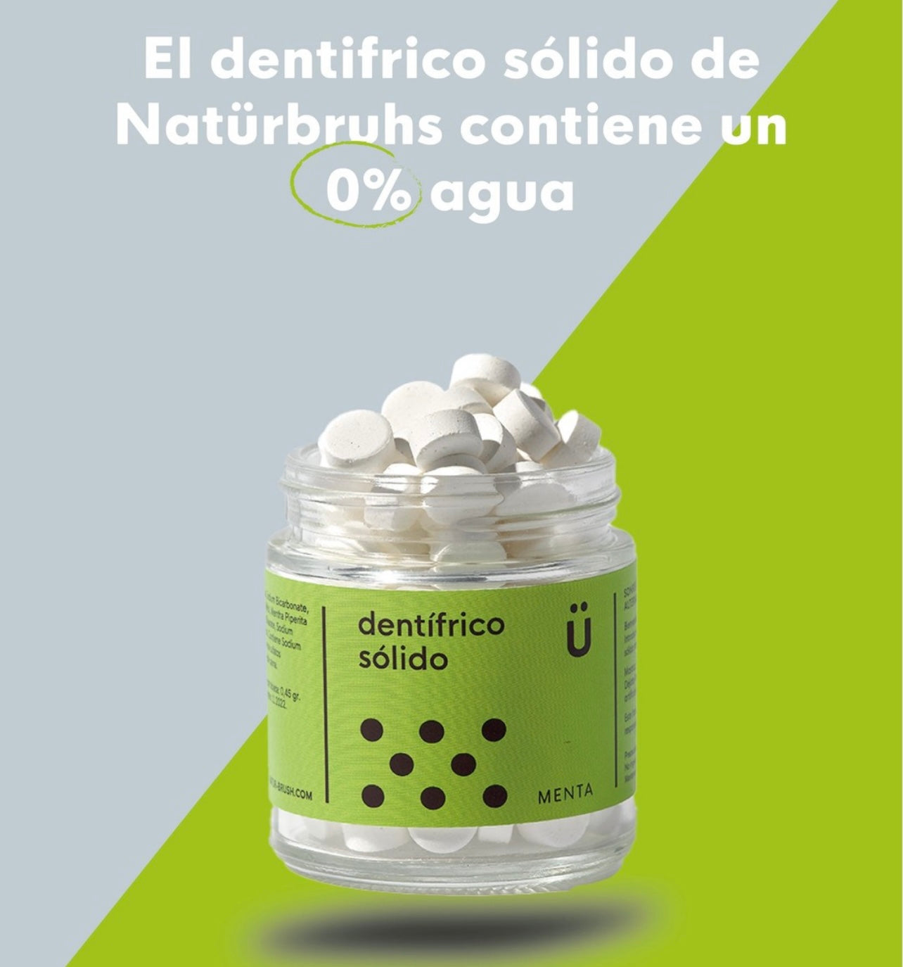 Dentífrico natural sólido. Sabor menta