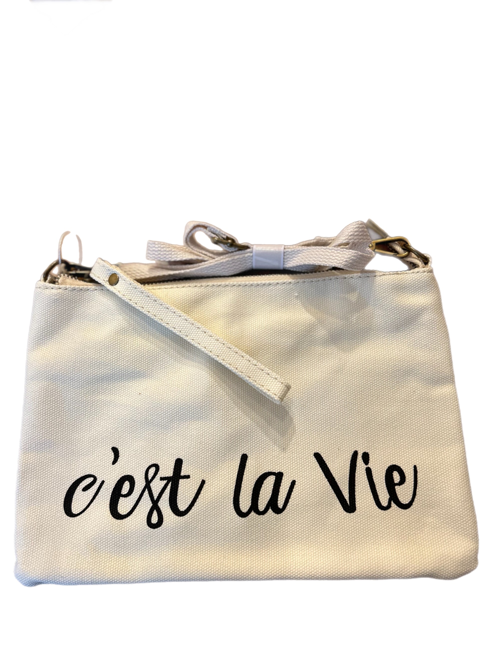 Neceser "C'est la Vie" 100% de algodón, con bolsillos interiores, ideal apra cosméticos y productos de higiene.